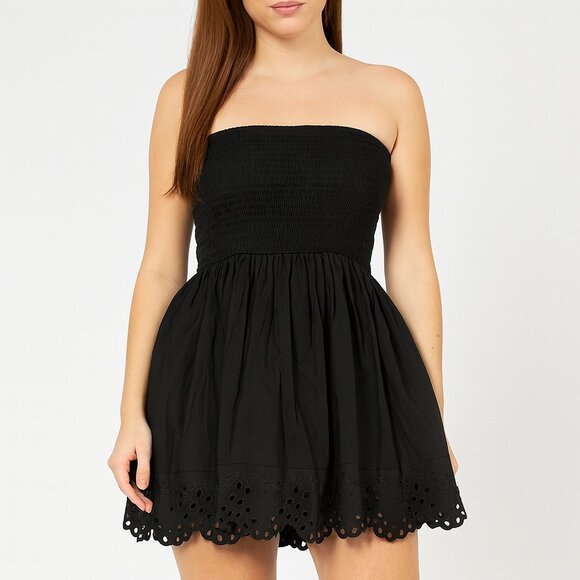 Free People Black Ruffle Strapless Dress Size Small - Picture 1 of 4